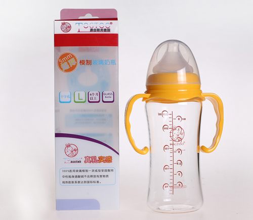 淘氣兔寬口徑玻璃奶瓶黃色