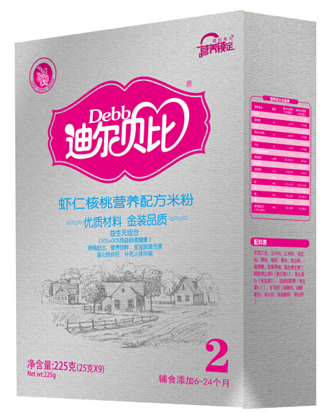 迪爾貝比蝦仁核桃營養(yǎng)配方米粉盒裝