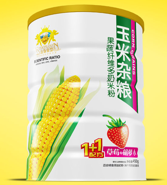 金盾愛嬰草莓胡蘿卜玉米雜糧奶米粉鐵聽