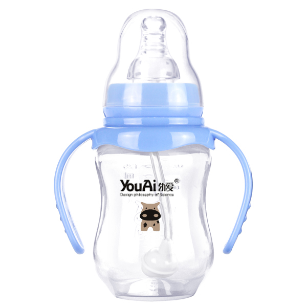 幼愛EQ寬口帶柄自動吸PP奶瓶180ml