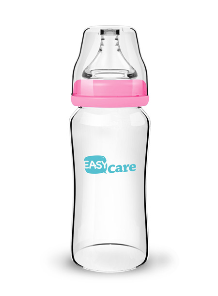 伊斯卡爾240ml玻璃寬口徑奶瓶(紅色)