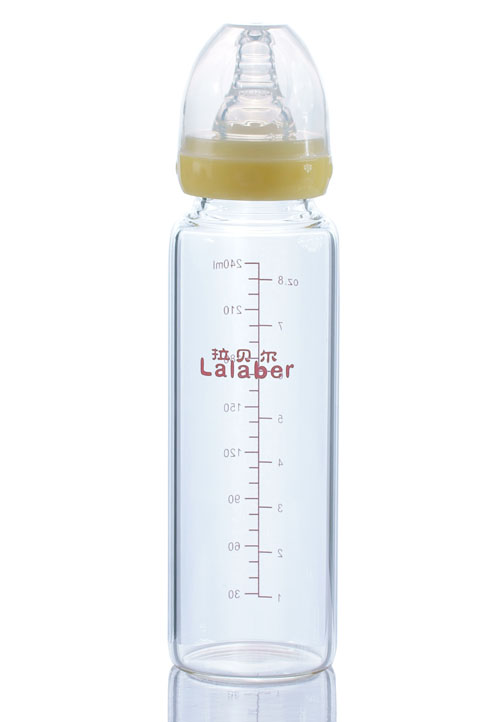 拉貝爾8安士標準口徑玻璃奶瓶-黃色奶環(huán)