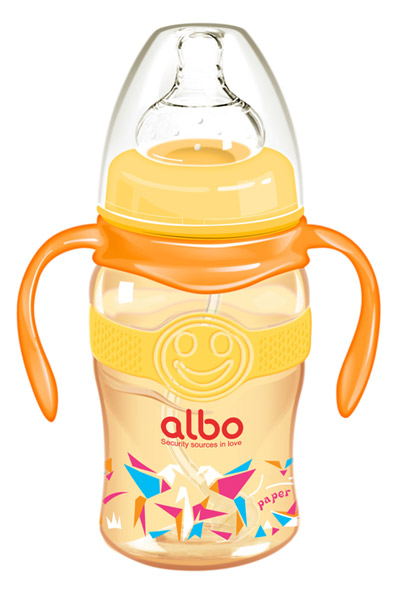 愛樂寶220mlPPSU寬口感溫自動(dòng)奶瓶桔色