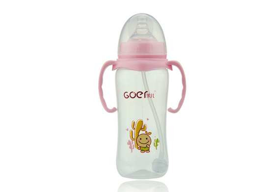 果兒330ML寬口PP弧型自動吸奶瓶粉色