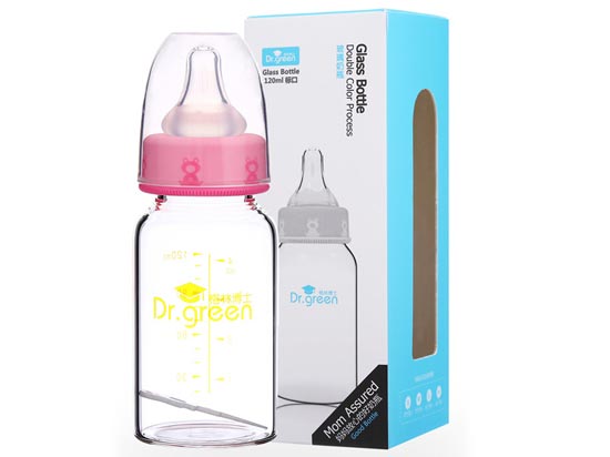 格林博士標(biāo)口玻璃奶瓶120ML紅色