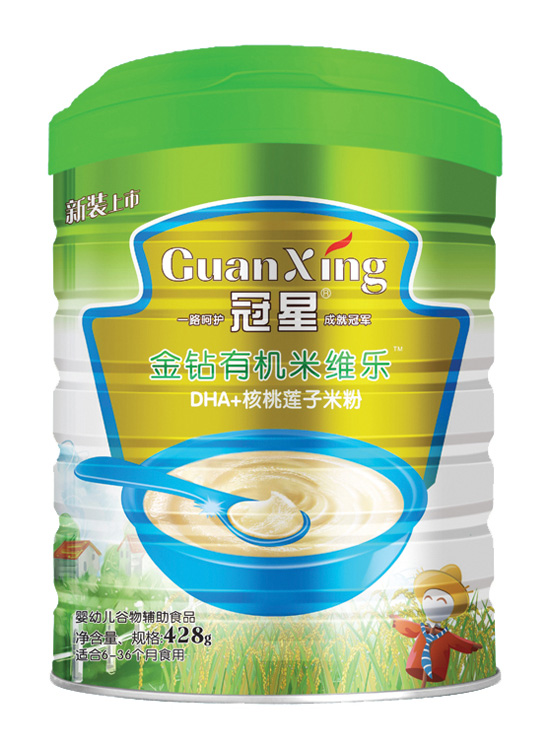 冠星DHA+核桃蓮子金鉆有機(jī)米維樂428克聽裝