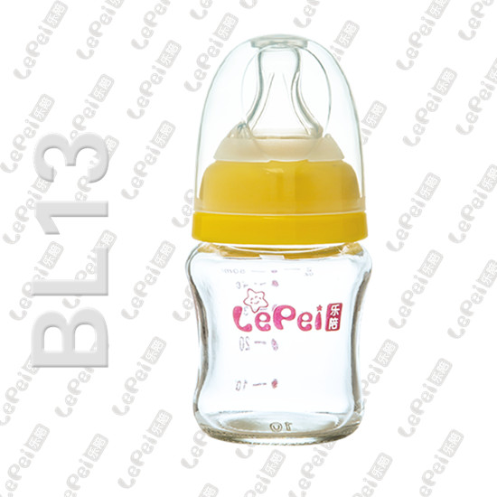 樂陪無柄玻璃奶瓶120ml黃色