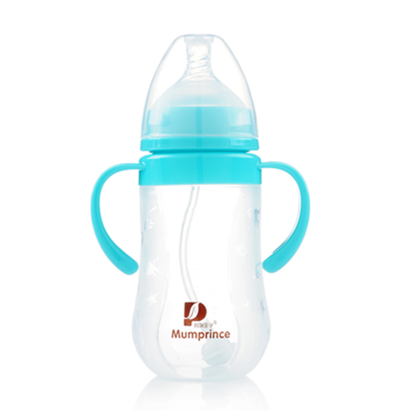 媽咪王子硅膠寬口自動吸240ml奶瓶 藍色