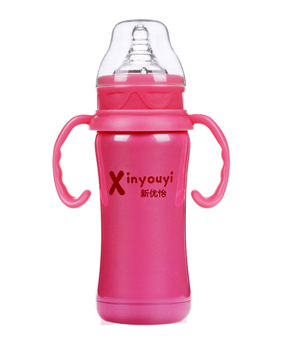 康尼寶貝寬口真空不銹鋼保溫奶瓶 紅色