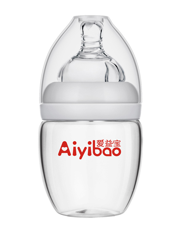 愛益寶120ml寬口徑蛋圓形晶鉆玻璃奶瓶 灰色