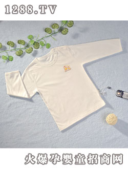 迪迪60支雙面布片印花長袖肩開上衣