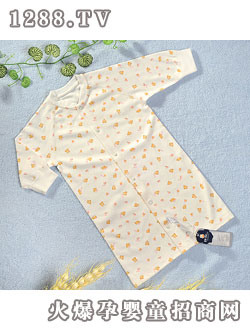 迪迪40支雙面布印花長袖對襟長袍