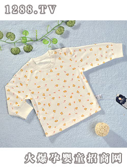 迪迪40支雙面布片印花長袖肩開上衣