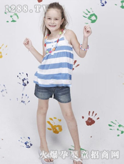 托尼艾米女童夏裝吊帶M中號