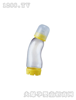 快樂寶兒歪身奶瓶黃底