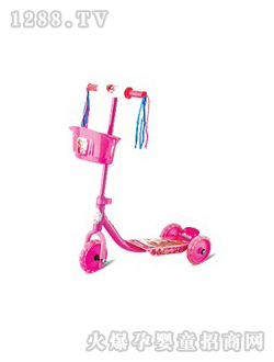 葫蘆娃兒童滑板車(chē)粉紅色帶彩帶