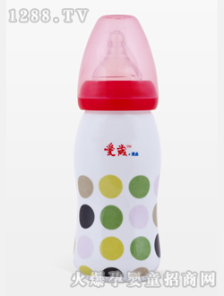 愛歲采晶骨瓷斑點大奶瓶紅色