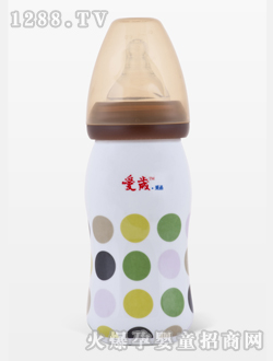 愛歲采晶骨瓷斑點大奶瓶咖啡色