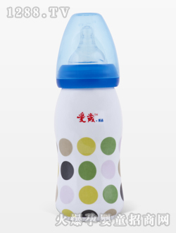 愛歲采晶骨瓷斑點大奶瓶藍色