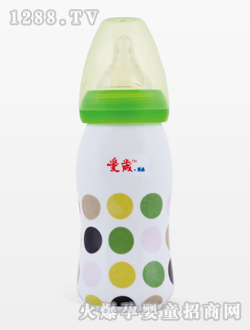 愛歲采晶骨瓷斑點大奶瓶綠色