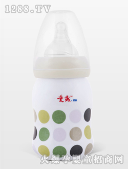 愛歲采晶骨瓷斑點小奶瓶白色