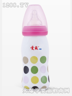 愛歲采晶骨瓷斑點大奶瓶粉色