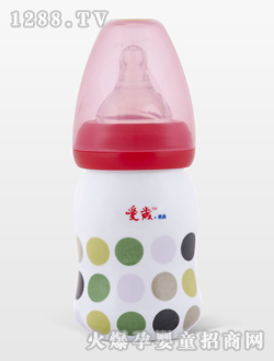 愛歲采晶骨瓷斑點小奶瓶紅色