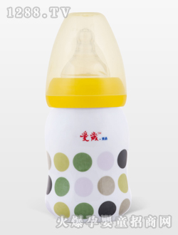 愛歲采晶骨瓷斑點小奶瓶黃色