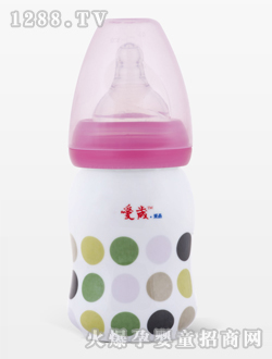 愛歲采晶骨瓷斑點小奶瓶粉色