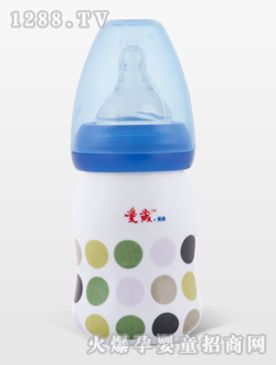 愛歲采晶骨瓷斑點小奶瓶藍色