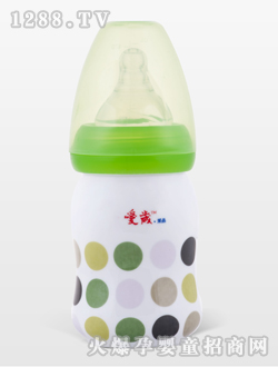 愛歲采晶骨瓷斑點小奶瓶綠色