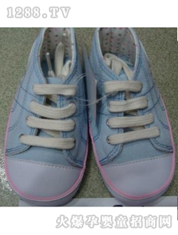 麗嬰房藍色粉邊寶寶鞋