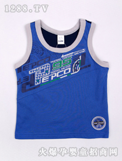 小豬班納藍色針織背心