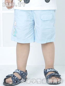 小豬班納淺藍色yinge梭織中褲