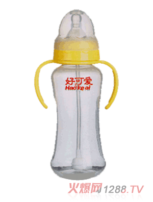 好可愛標(biāo)口吸管手柄弧形奶瓶
