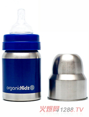 歐可滋不銹鋼寬口奶瓶藍(lán)4oz