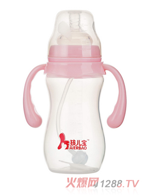 孩兒寶粉色寬口葫蘆形自動PP奶瓶270ml
