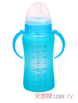 大耳朵防摔寬口玻璃奶瓶240ml