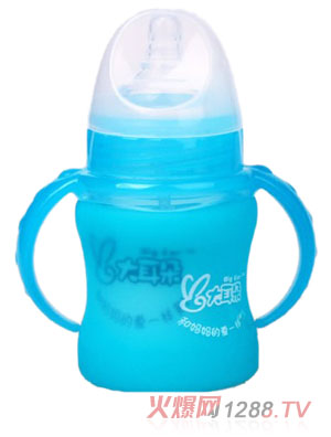 大耳朵防摔寬口玻璃奶瓶120ml