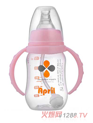 愛(ài)普麗標(biāo)口弧形pp奶瓶120ml（粉）