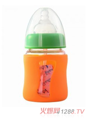 矽利康無手柄寬口玻璃奶瓶120ml