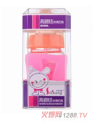 矽利康無(wú)手柄寬口玻璃奶瓶150ml
