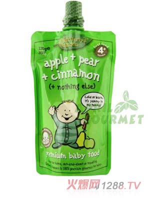 葉子嬰兒果泥（蘋果、梨和肉桂）