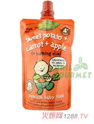 葉子嬰兒果泥（紅薯、胡蘿卜和蘋果）