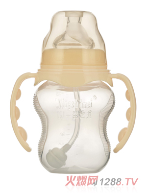 嬰之美寬口雙耳自動(dòng)葫蘆PP奶瓶210ML乳白色