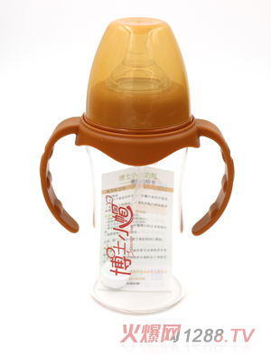 博士小帽玻璃有柄自然親子寬口徑自動(dòng)奶瓶200ml橙色