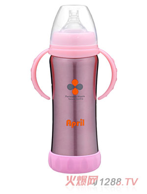 愛普麗不銹鋼保溫奶瓶210ml粉色