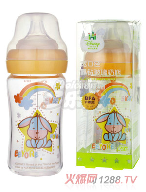 迪士尼寶寶寬口徑晶鉆玻璃奶瓶（中號(hào)）