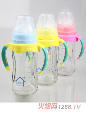 富嬰坊金鋼石玻璃奶瓶帶手柄三色