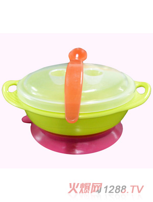 晶瑩塑膠PP吸盤(pán)碗雙耳碗